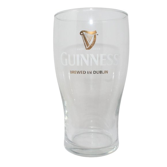 Guinness Draught Draft Beer Clear Glass One Pint Collectible Harp Logo Barware - Picture 1 of 2